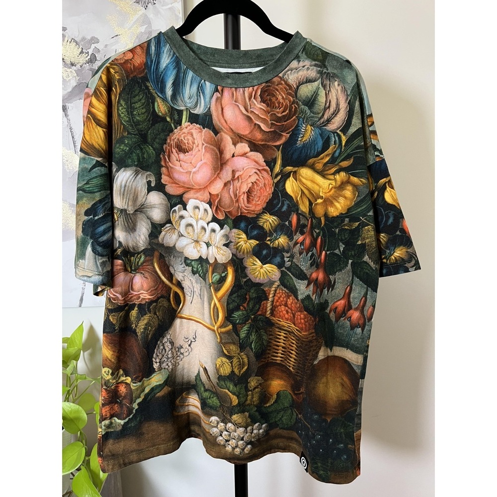 Desigual Shirt Womens Small Soraia Floral Art Print Graphic Tee Nature Bird